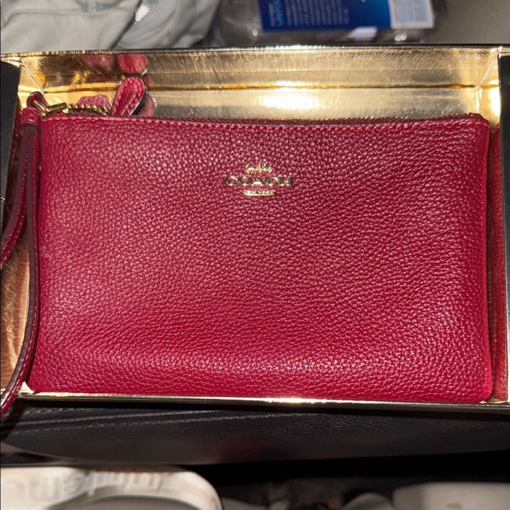 Coach Cherry Leather Wristlet